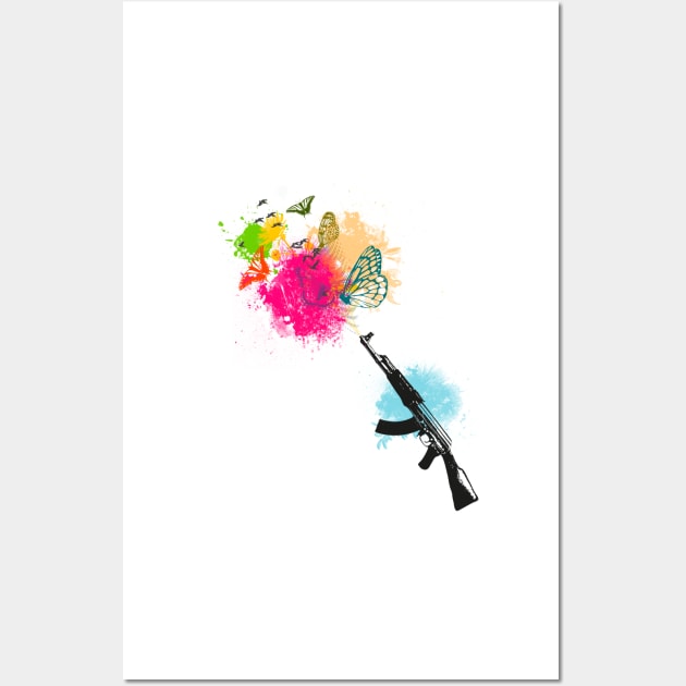 AK 47 flowers illustration Wall Art by bernardojbp